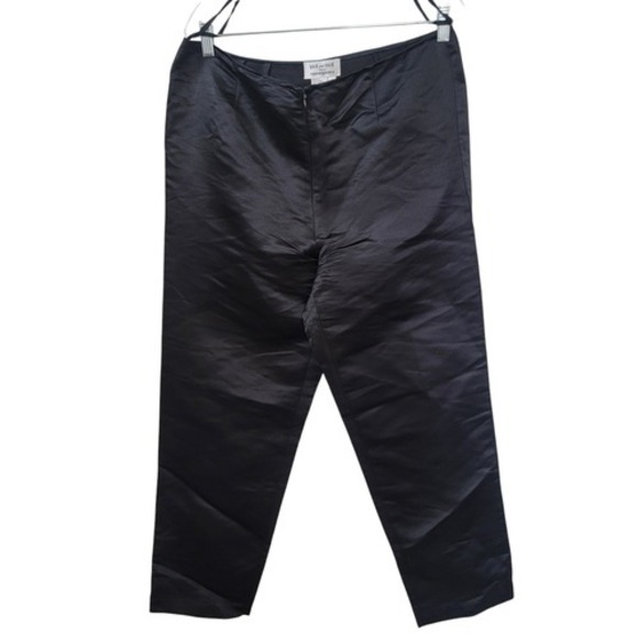 due per due Pants - DUE per DUE Bloomingdales Black Silk Blend Satin Tapered Crop Pant Sz 14 34x28